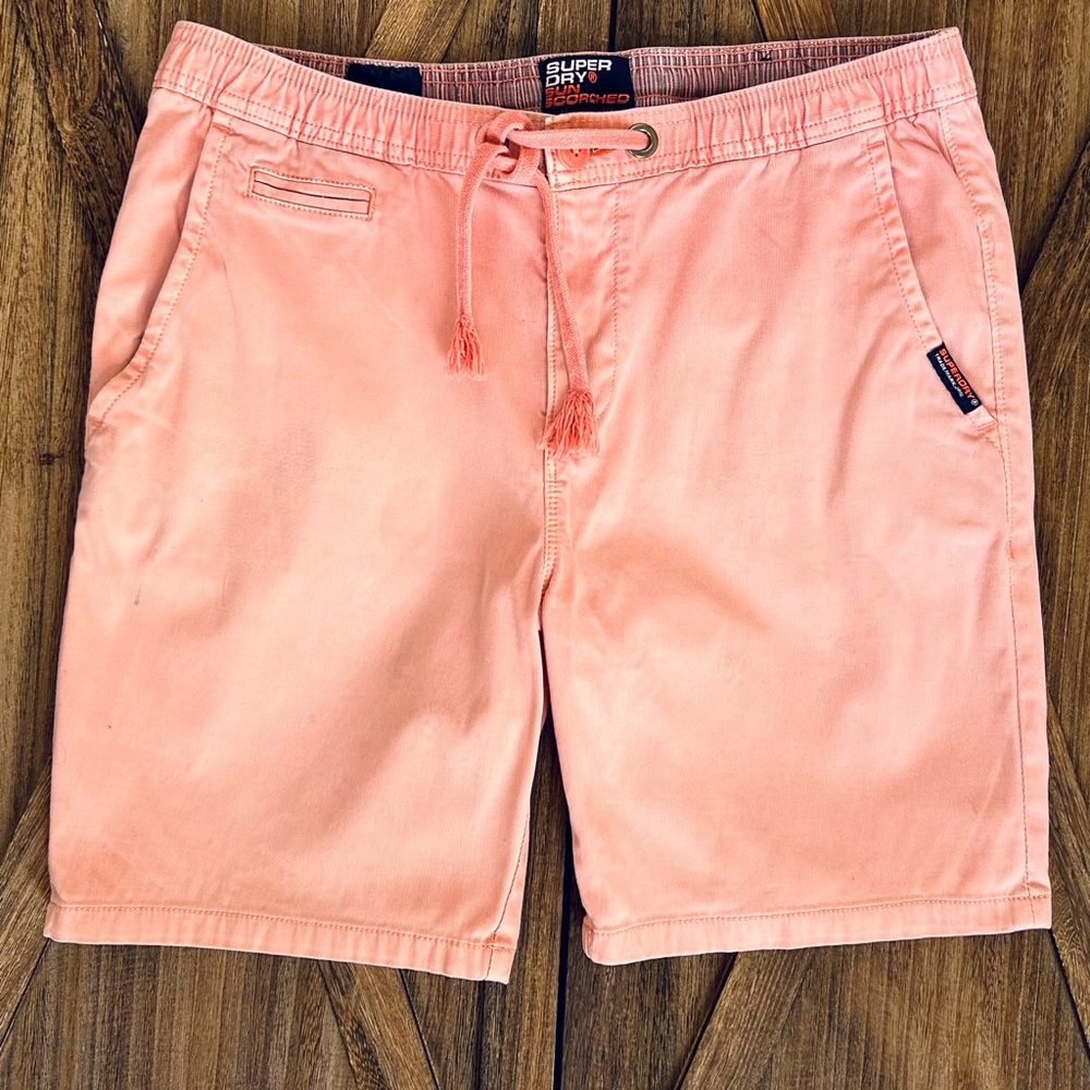 Superdry Men's 34W Coral Salmon Flat Front Chino Shorts